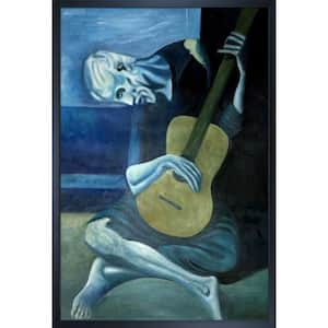 The Old Guitarist by Pablo Picasso Studio Black Wood Framed People Oil Painting Art Print 25.5 in. x 37.5 in.