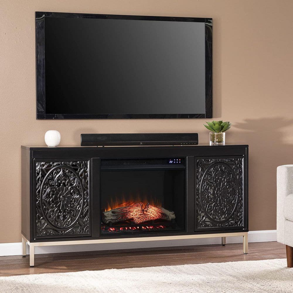 58 in. Freestanding Wood Smart Electric Fireplace TV Stand in Brown with Led Flame Display Feature price history on PriceWatchPro