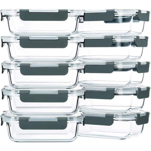 10-Pack 22 Oz Glass Meal Prep Containers w/ Lids Borosilicate Glass Food Storage Microwave Oven Freezer Dishwasher Safe