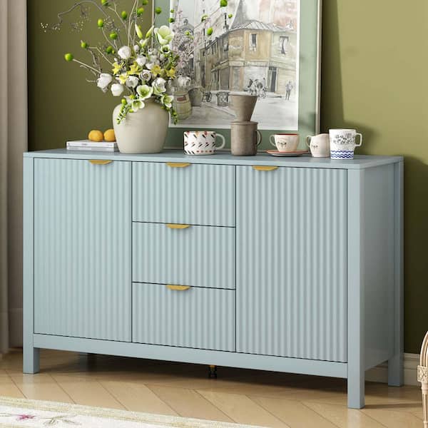 Unbranded Cyan MDF 47.2 in. Modern Sideboard Buffet Storage Cabinet Cupboard Console Table for Entryway, Living Room, Foyer