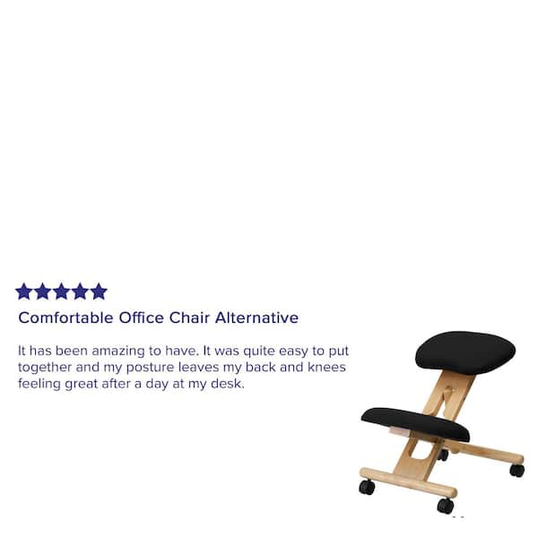 Fdit Ergonomic Kneeling Chair Adjustable Posture Correction Knee Stool with  Back Support for Home and Office,Angled Posture Seat,Posture Chair(Black) 