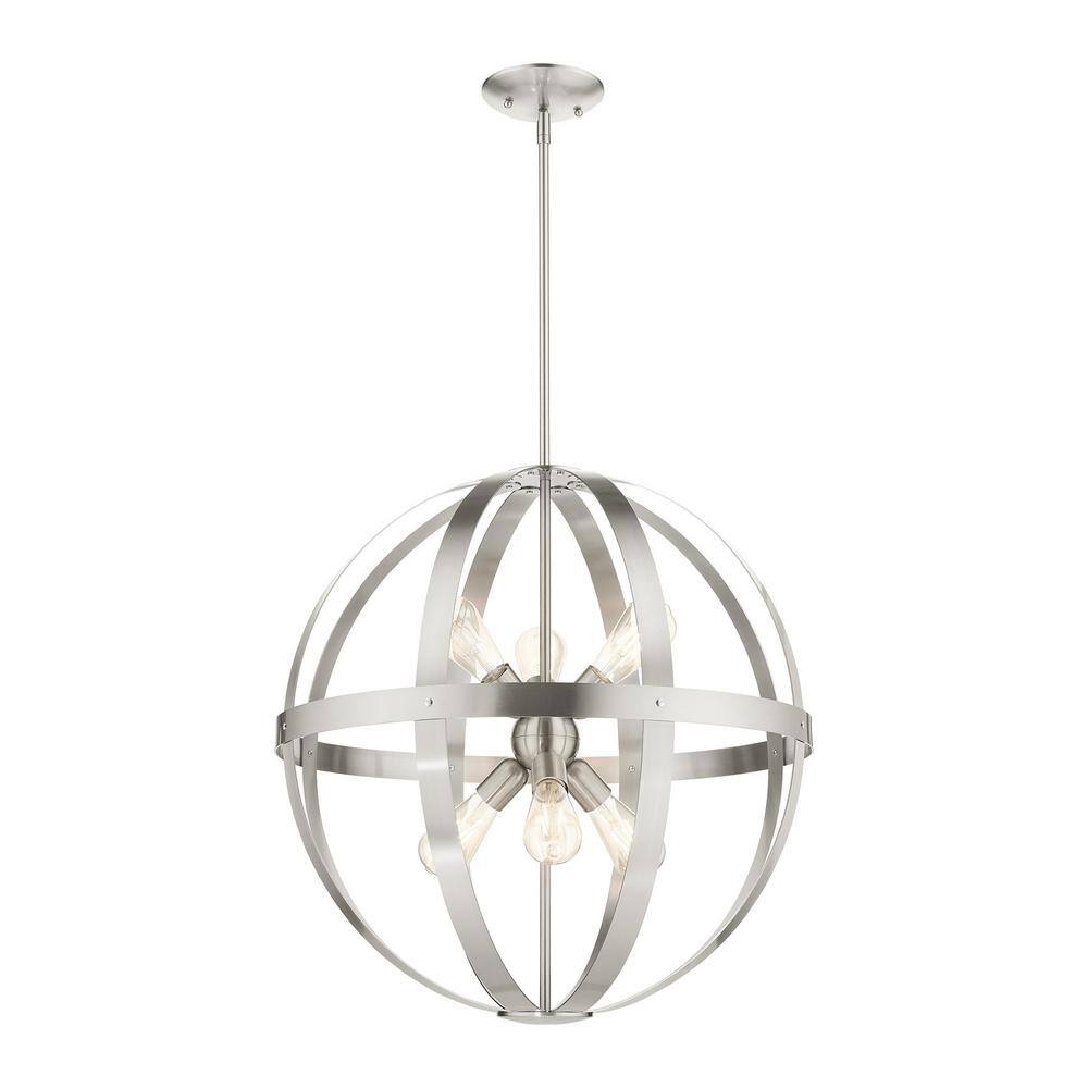 Brushed Nickel Sputnik 6-Light Pendant Chandelier