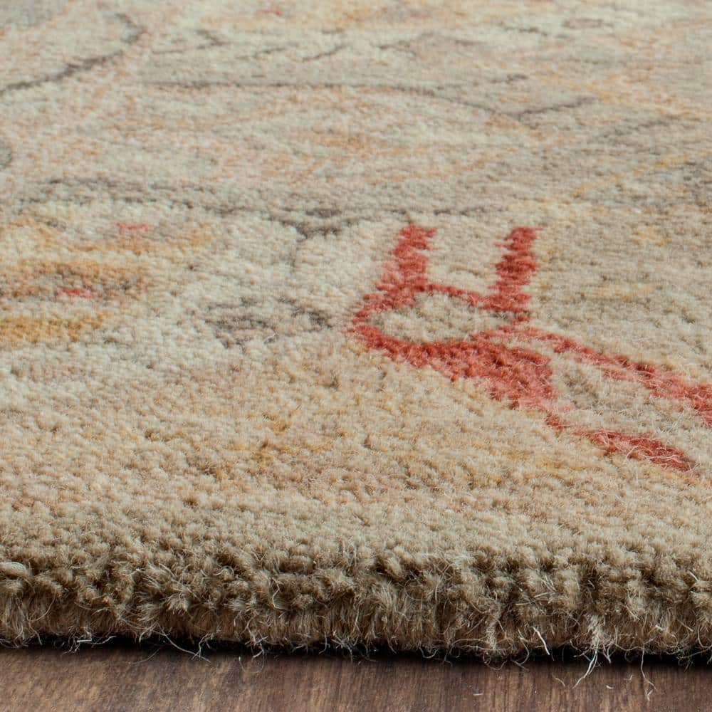 Handmade Tufted Round Red Wool Area Rug