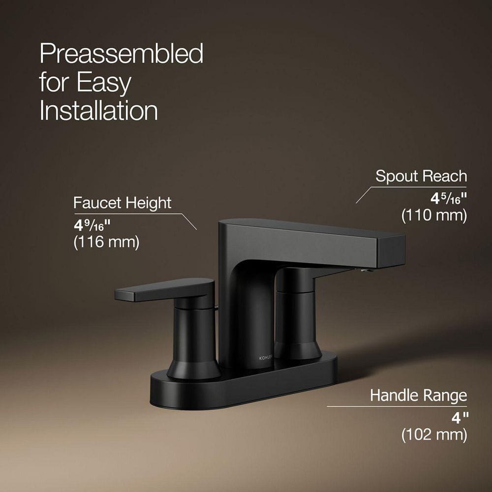 Matte Black Modern Centerset Bathroom Sink Faucet