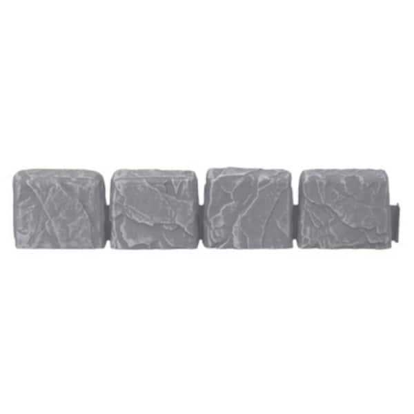10 ft. L x 4 in. H Stoneside Gray Plastic Landscape Edging, No-Dig Surface Mount with Pound-In Stakes Included