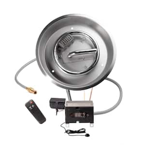 12 in. Round Remote Control Fire Pit Burner Kit, Stainless Steel, Electronic Ignition, Natural Gas