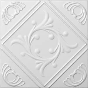 Diamond Wreath Plain White 1.6 ft. x 1.6 ft. Decorative Foam Glue Up Ceiling Tile (259.2 sq. ft./case)