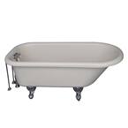 5 ft. Acrylic Ball and Claw Feet Roll Top Tub in Bisque with Polished Chrome Accessories