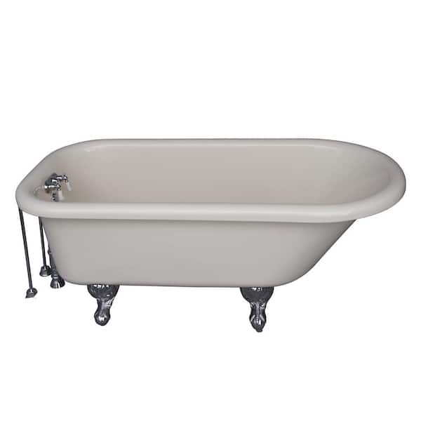 Barclay Products 5 ft. Acrylic Ball and Claw Feet Roll Top Tub in Bisque with Polished Chrome Accessories