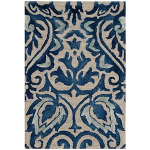 Dip Dye Royal Blue/Beige Doormat 2 ft. x 3 ft. Medallion Area Rug