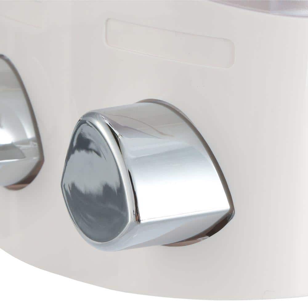 White Wall-Mounted Trio Shower Dispenser with Three Chambers