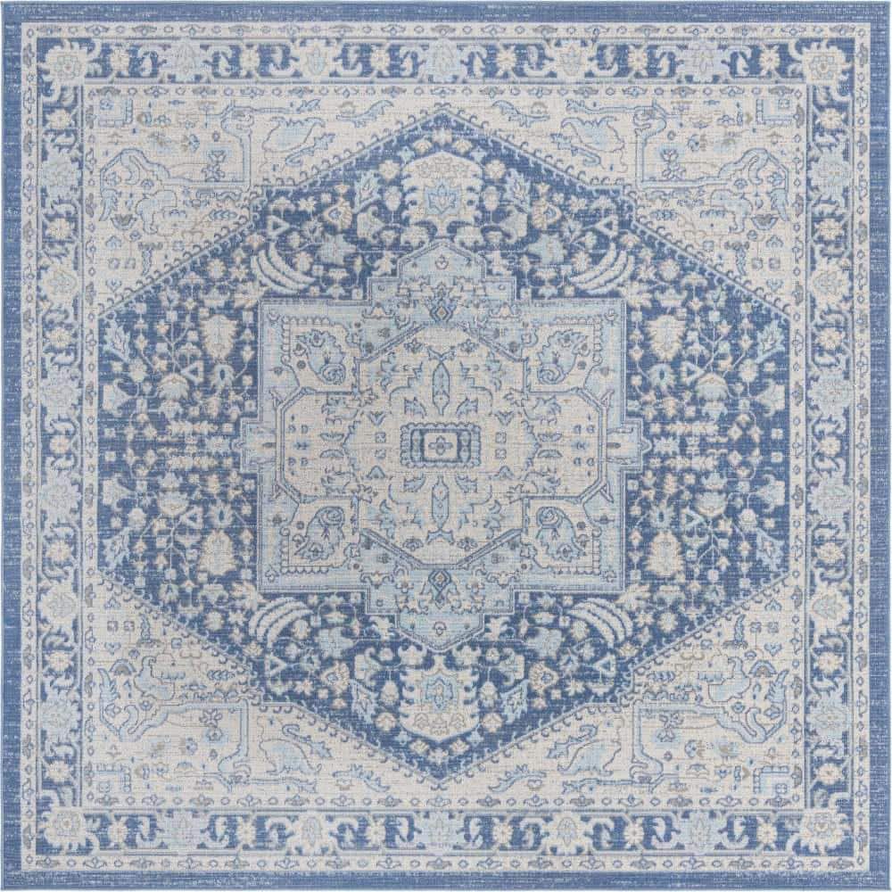 Unique Loom Whitney Milano French Blue 7 ft. 10 in. x 7 ft. 10 in. Area