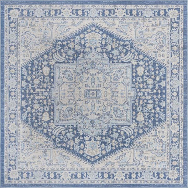 Unique Loom Whitney Milano French Blue 7 ft. 10 in. x 7 ft. 10 in. Area ...
