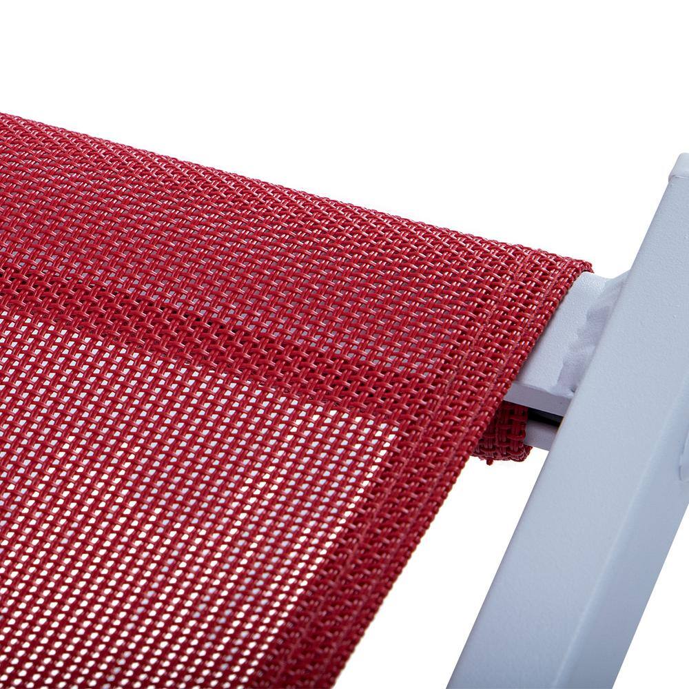 Sunset Red Sling Outdoor Lounge Chair with Removable Headrest