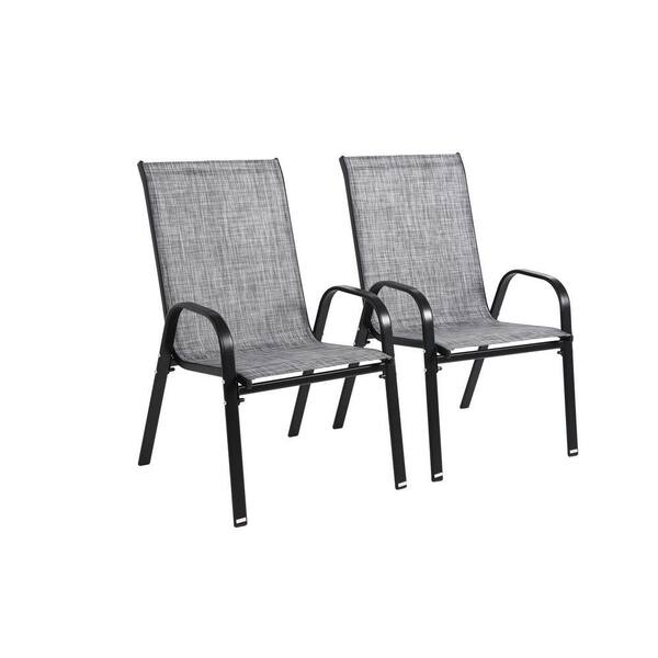 HD Gray Steel Outdoor Dining Chair, Patio Camping Chairs with
