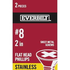 #8 x 2 in. Phillips Flat-Head Sheet Metal Screws (2 per Pack)
