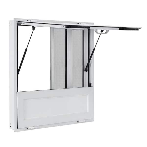 Concession Window Folding Shelf 36x36in. Aluminum Alloy Service Window, Up to 85 Degrees, with 4 Sliding Screen Windows