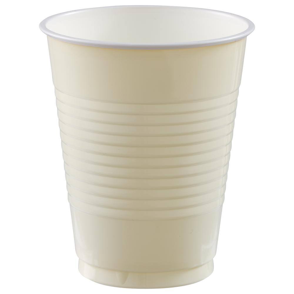 UPC 192937255926 product image for Amscan 18 oz. Vanilla Creme Plastic Cups (150-Piece), Vanilla Crème | upcitemdb.com