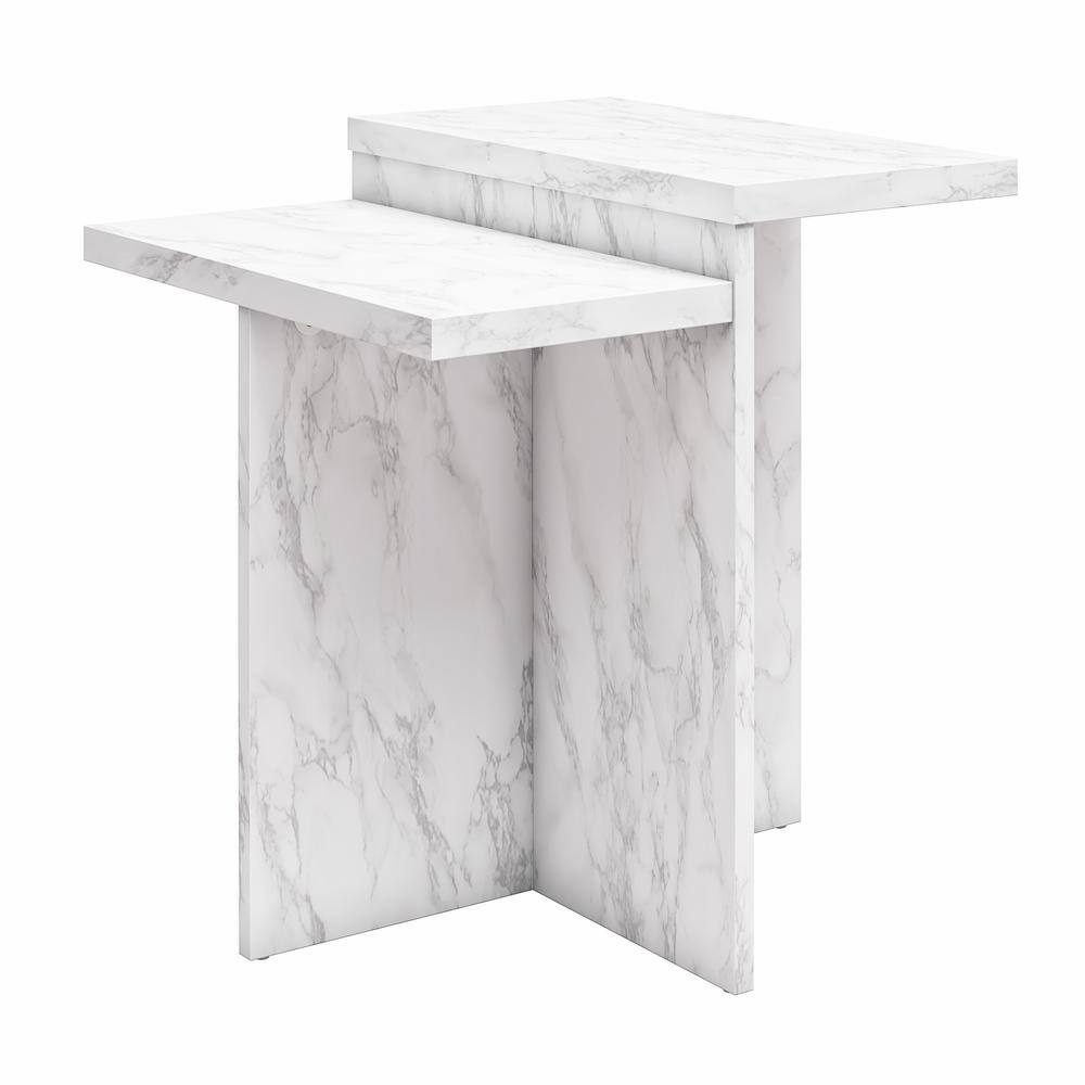 Brielle White Faux Marble Rectangular End Table