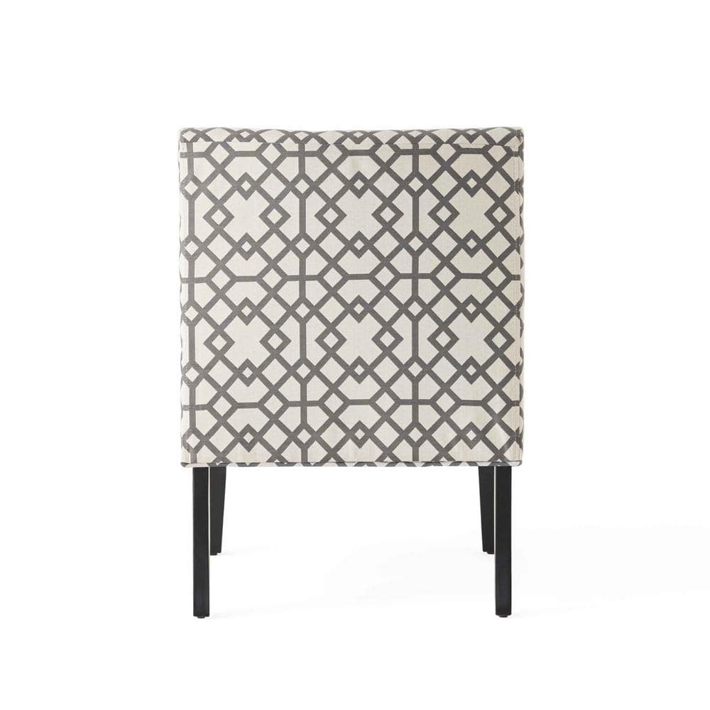 Parsons Grey Geometric Wood Accent Chair with Tapered Legs