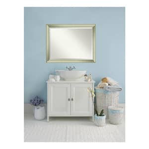 Vegas 45 in. W x 35 in. H Framed Rectangular Beveled Edge Bathroom Vanity Mirror in Silver