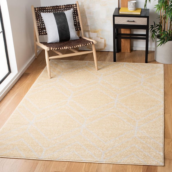 Adirondack 5 ft. x 8 ft. Gold/Light Gray Diamond Area Rug