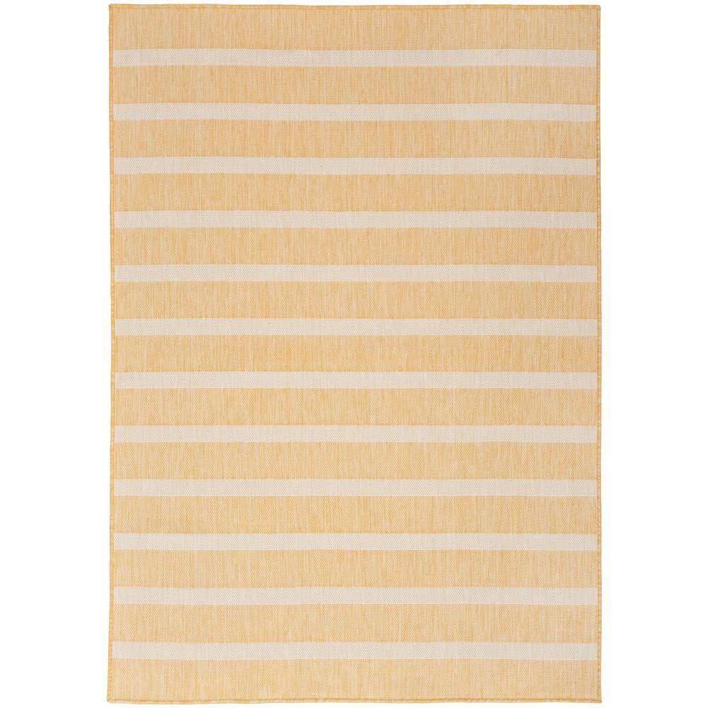 Yellow Ivory Striped Flatweave 5' x 7' Outdoor Rug