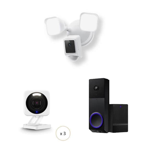 Wired Floodlight v2, Cam v4, and Wireless Duo Cam Doorbell Combo