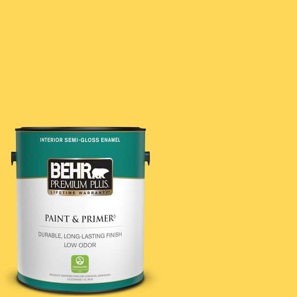 BEHR PREMIUM PLUS 1 gal. #P300-6 Buzz-In Semi-Gloss Enamel Low Odor Interior Paint & Primer