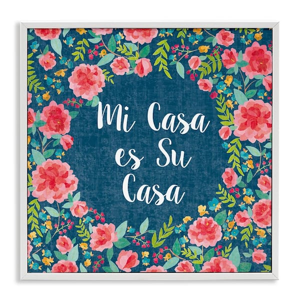 Stupell Industries Florals Our House by Harriet Sussman White Framed Typography Giclee Art Print 24 in. x 24 in.