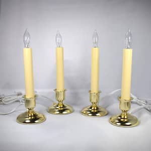 9 in. Electric Christmas Candles with Brass Base (Set of 4)