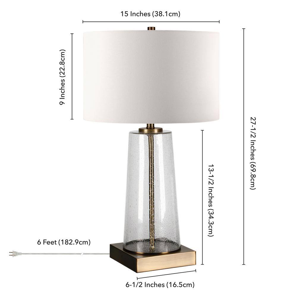 Dax 25'' Tapered Seeded Glass and Brass Table Lamp