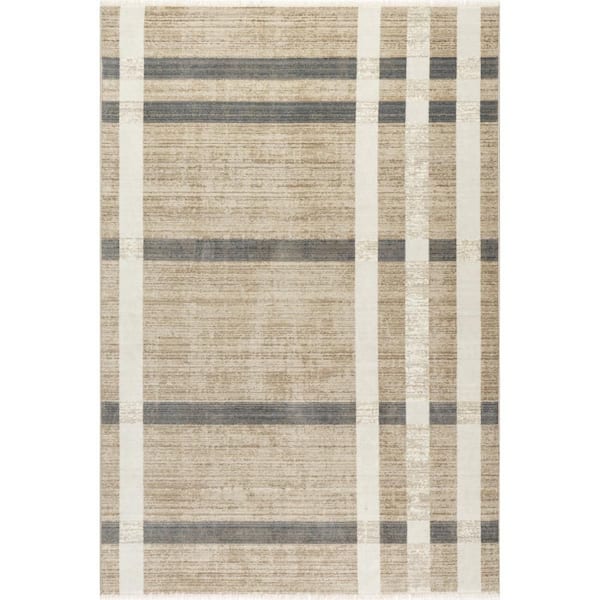 Adie Rustic Plaid Area Rug Light Beige 5' ft. x 7' 10" ft. Area Rug