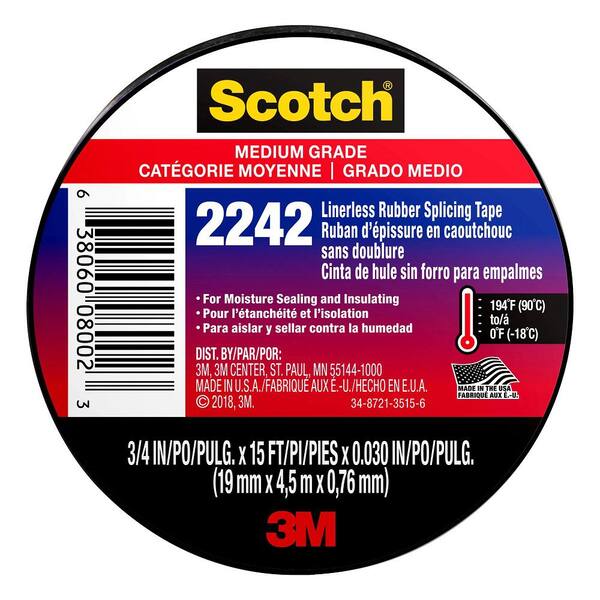 3m Scotch 3 4 In X 15 Ft X 0 0300 In 2242 Electrical Splicing Tape Black 6165 Ba 10 The Home Depot