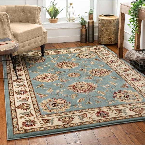 Well Woven Timeless Abbasi Light Blue 9, Traditional Area Rugs For Dining Room