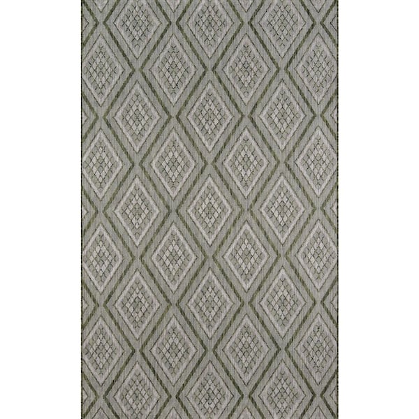 Momeni Lake Palace Rajastan Weekend Green 3 ft. 11 in. x 5 ft. 7 in. Indoor Outdoor Rug