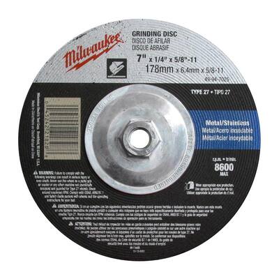 Milwaukee 9 in. x 1/4 in. x 5/8-11 in. Grinding Wheel (Type 27) 49-94-9025