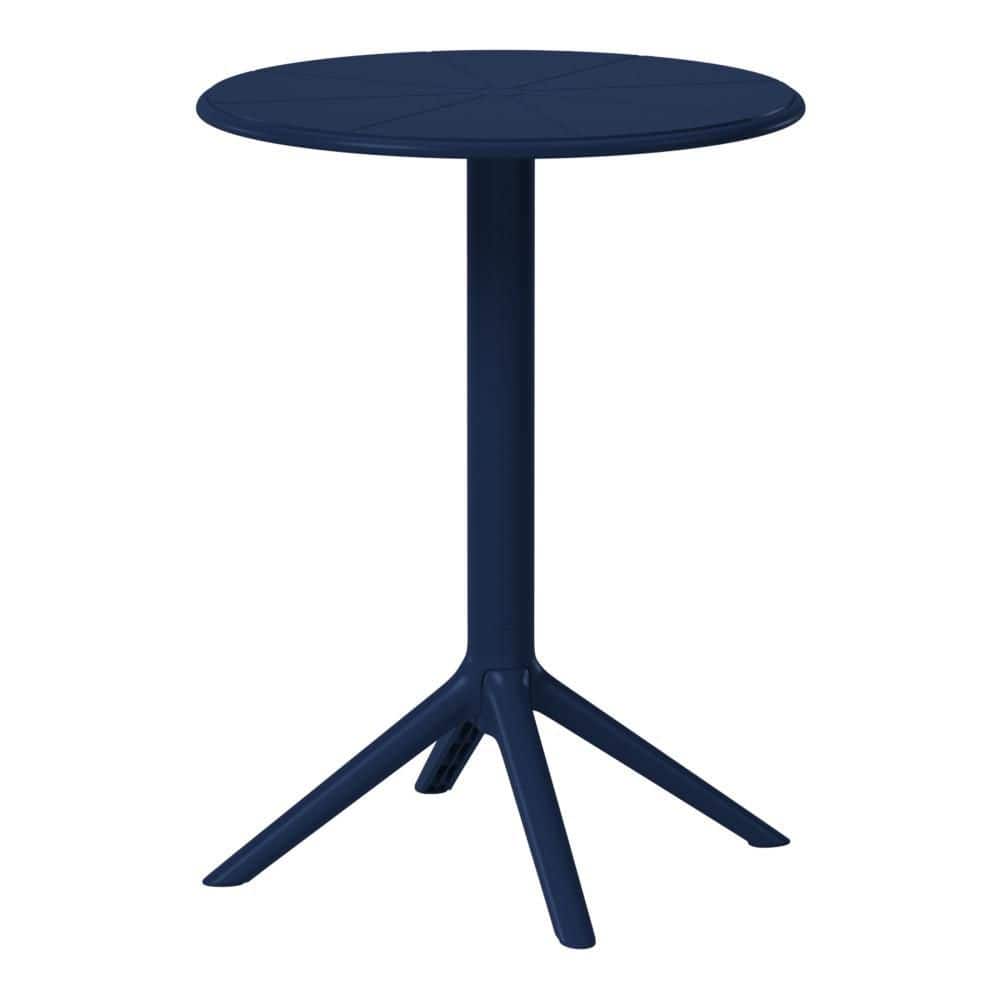 Frond and Form Modern Outdoor 23.5 in. Round Pedestal Base Poly Plastic Patio Bistro Dining Table, Navy Blue price history on PriceWatchPro