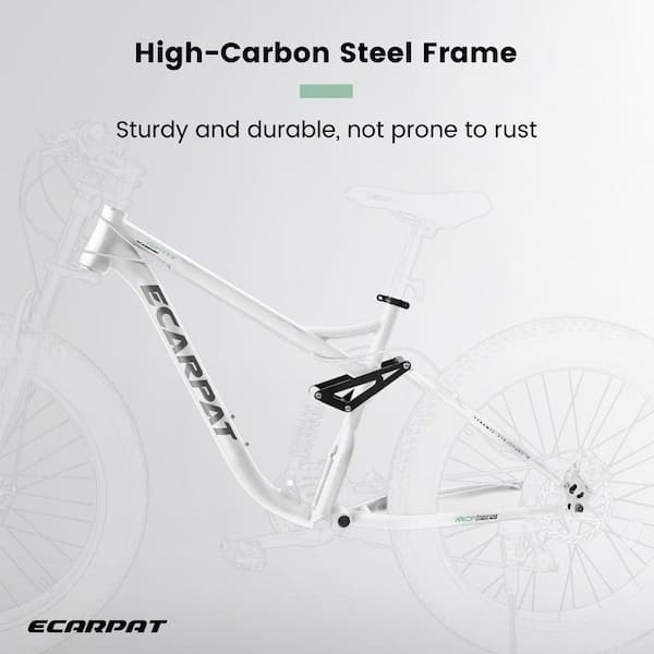 Sudzendf 26 in. Fat Tire White 21-Speed Full-Suspension Mountain