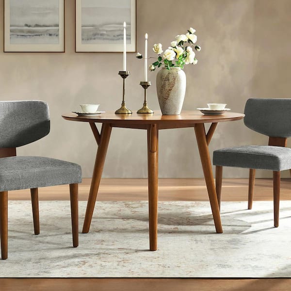 JAYDEN CREATION Eckhard 45 in. Acorn Round Wood Coffee Table with Solid Legs