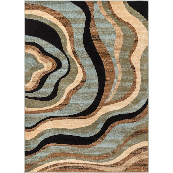 Well Woven Barclay Nirvana Waves Multi/Blue 8 ft. x 10 ft. Modern Area Rug