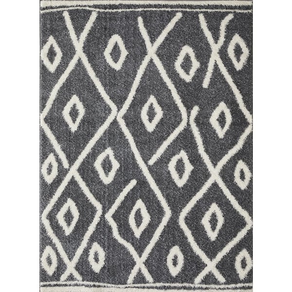 LOOMAKNOTI Vemoa Avonako Blue 7 ft. 10 in. x 9 ft. 10 in. Geometric Polyester Area Rug