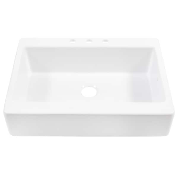 Josephine 34 in. Quick-Fit Farmhouse Apron Front Drop-in Single Bowl Crisp White Traditional-Style Fireclay Kitchen Sink