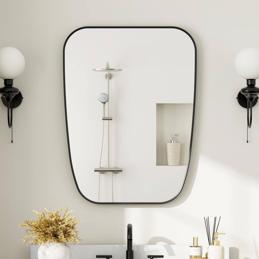 24 in. W x 32 in. H Novelty/Specialty Aluminum Framed Wall Bathroom Vanity Mirror in Matte Black Vertical Hang Mirror price history on PriceWatchPro