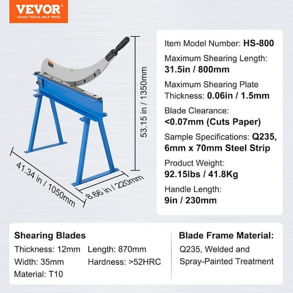 VEVOR 8 Manual Hand Shear Shearer Sheet Metal Steel Cutter