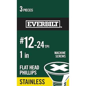 #12-24 x 1 in. Phillips Flat Head Stainless Steel Machine Screw (3-Pack)