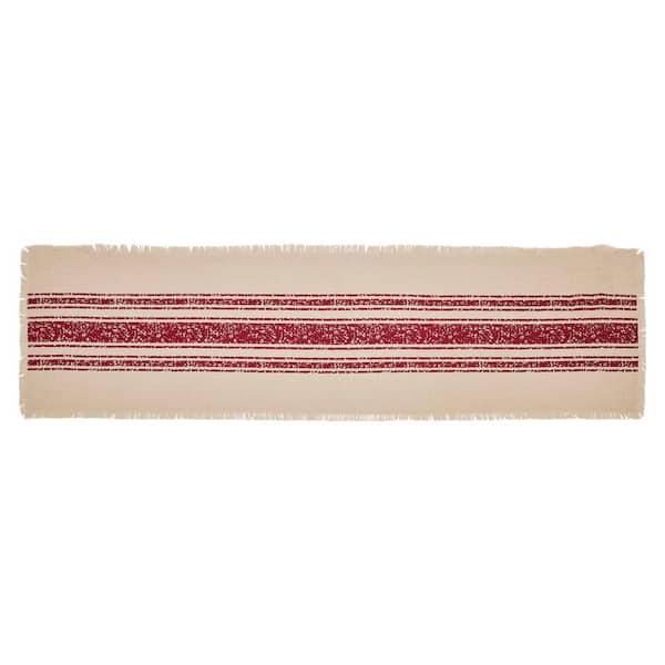Yuletide 12 in. W x 48 in. H Red Stripe Cotton Burlap Table Runner