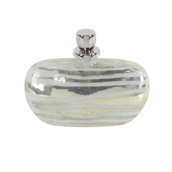 Litton Lane Silver Glass Decorative Jars with Stoppered Top
