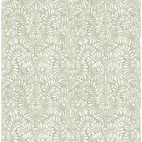A-Street Prints Elma Sage Green Fiddlehead Wallpaper Sample