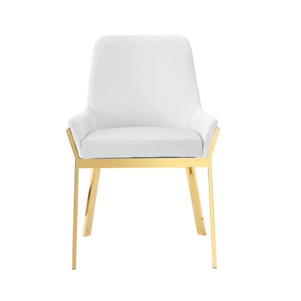 Ganon White and Gold Dining Chair